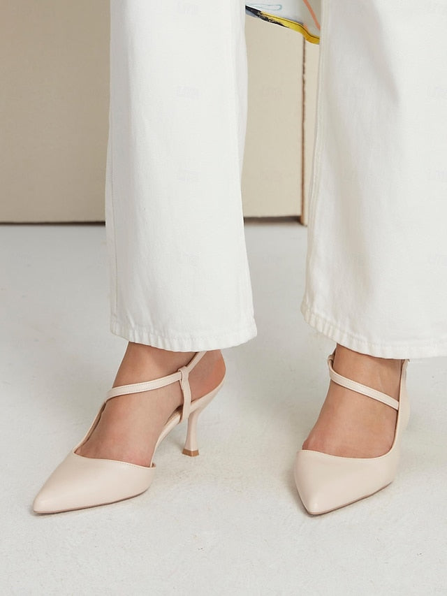 Heel Slingback Nude – Pumps Kitten Women's Elegant