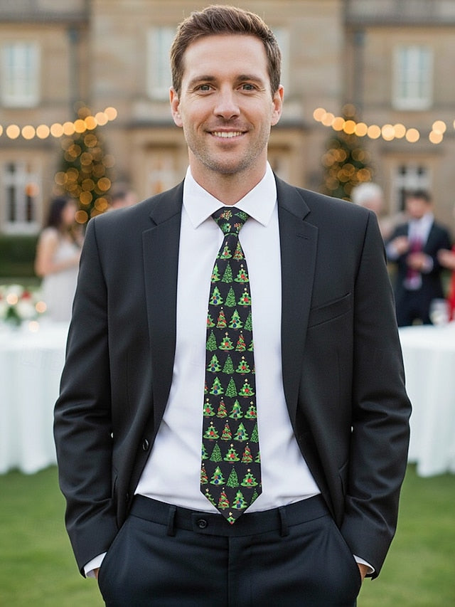 Polyester Tree Tie and Men's Silk – Fun Santa Christmas