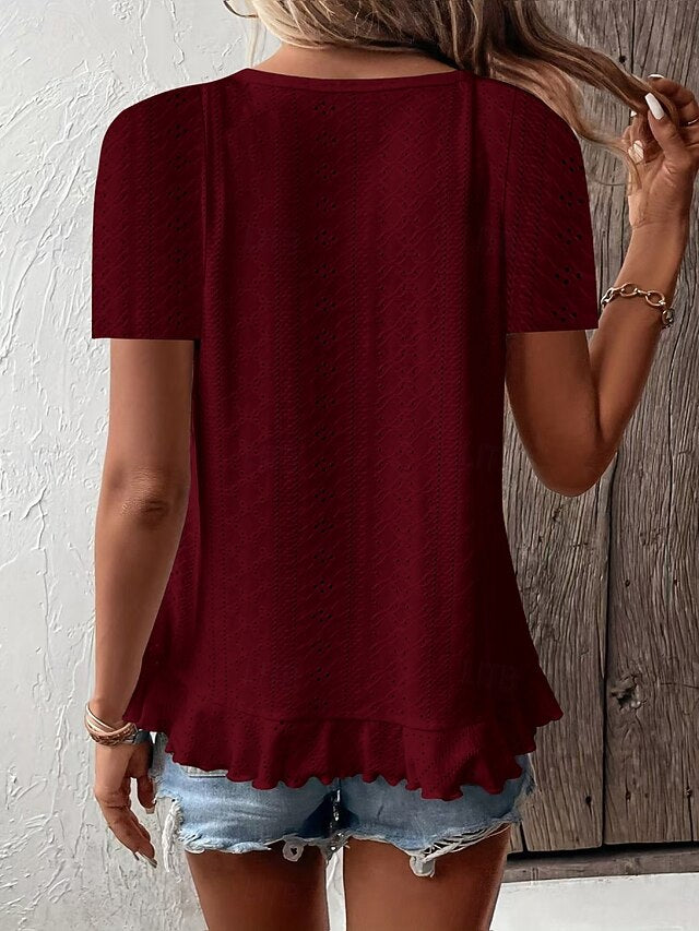 Women's T Shirt Tee Top Embroidered Plain Fashion Stylish