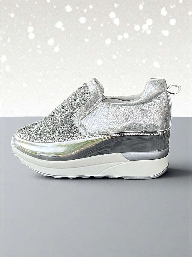Glitter Black with Metallic Sneakers Slip-On Women's