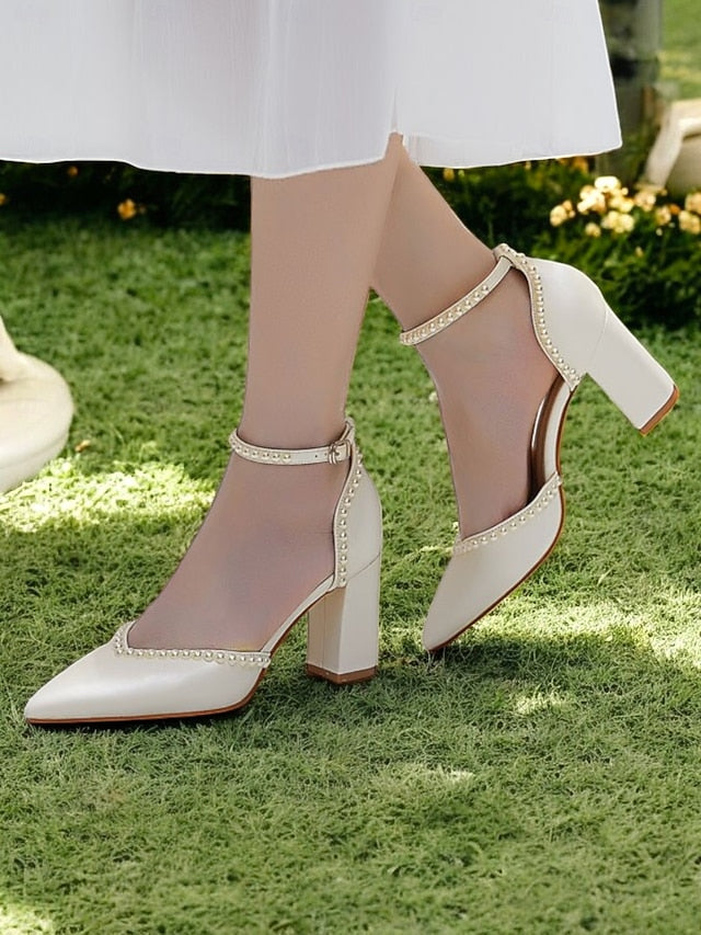 Wedding Women's Heels Elegant Pearl-Embellished