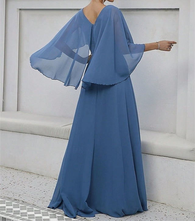 Bride Neck Mother Dress V Elegant of Floor the Party