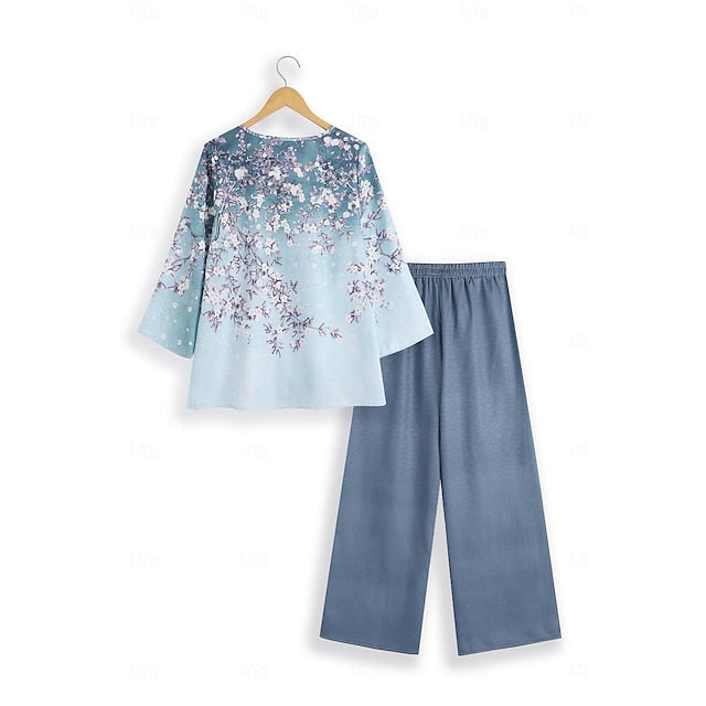 Women's 2 Pieces Elegant Fashion Streetwear Shirt Pants