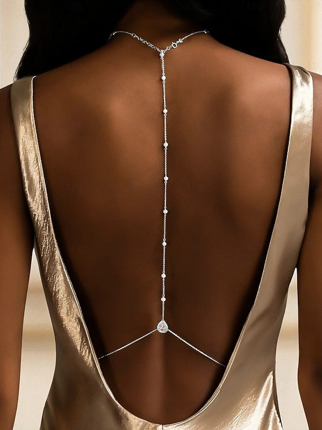 Pearl Chain Crystal Body and Drop Back Women's Delicate