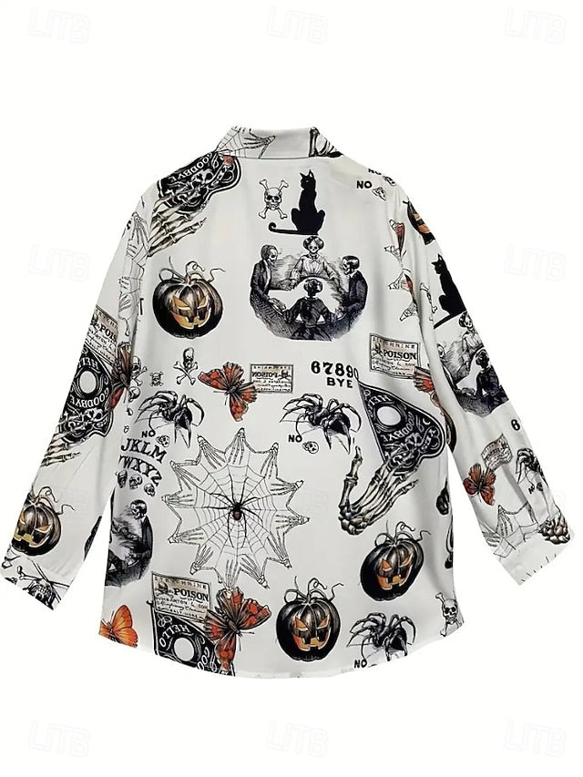 Women's Shirt Linen Like Breathable Lightweight Skulls