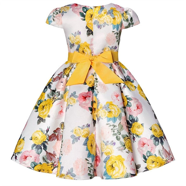Short Flower Kids Floral Party Sleeve Dress Girls'
