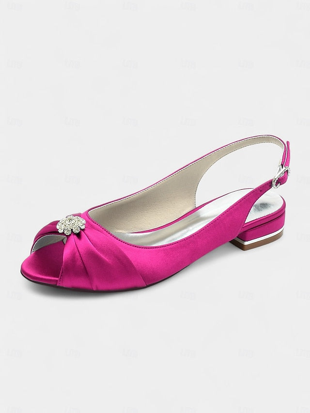 Wedding with Crystal Slingback Women's Satin Heels
