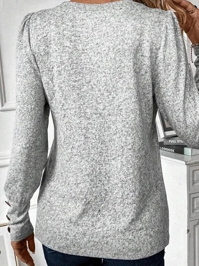 Women's Pullover Casual Plain Street Dailywear Crew Neck