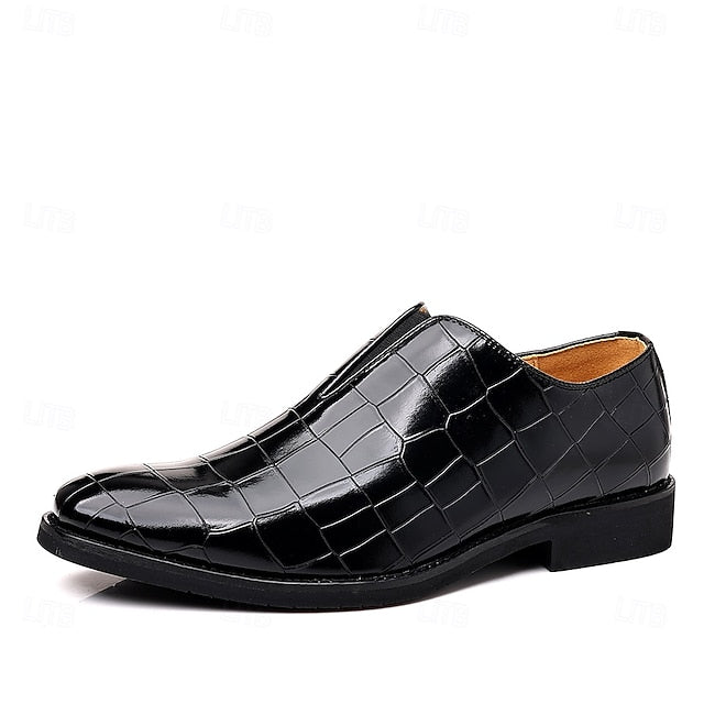 Burgundy Shoes Men's – Pattern Crocodile Slip-On