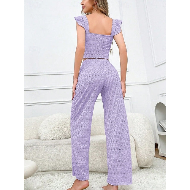 Women's Pajama Set Casual Comfort Pure Color Elastic Waist