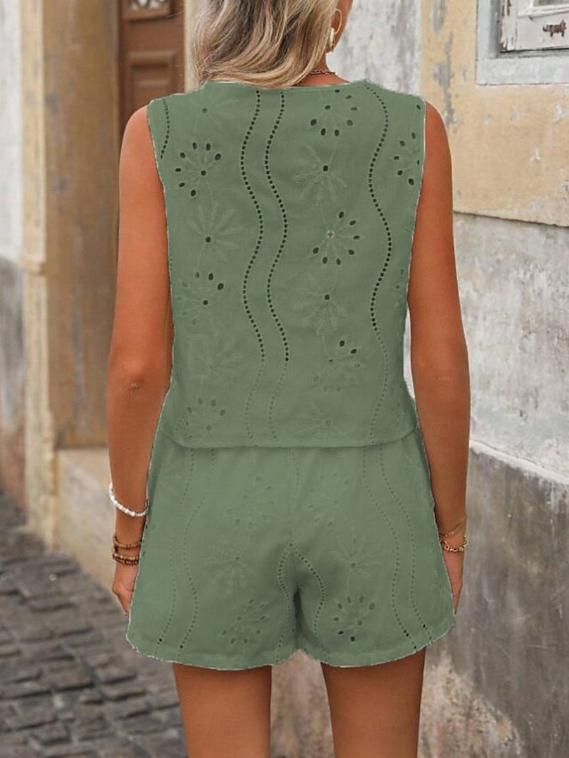 Women's Two Piece Sets Camis Shorts Sets Sleeveless V Neck