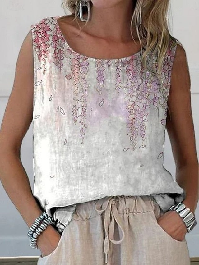 Women's Tank Top Print Floral Stylish Modern Sleeveless