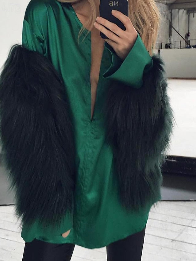 Women's Comfortable Coat Furs Faux Fur Leathers Warm