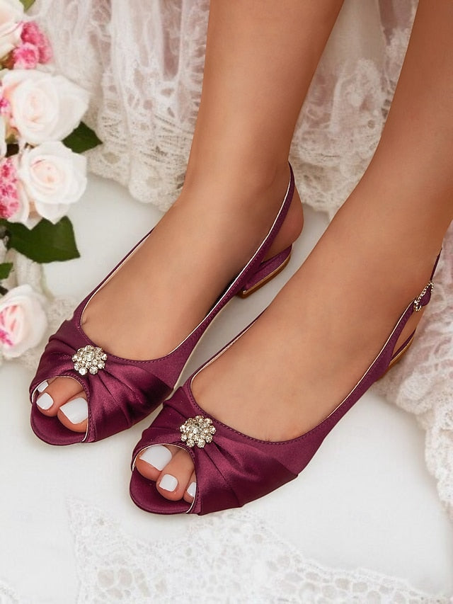 Wedding with Crystal Slingback Women's Satin Heels