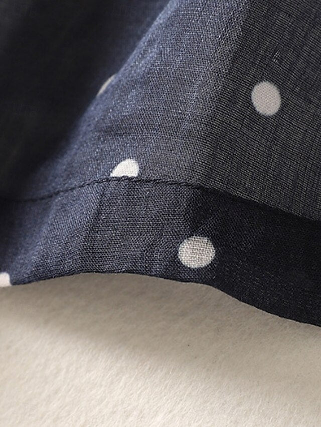 Women's Shirt Blouse Long Sleeve Tops Patchwork Polka Dot