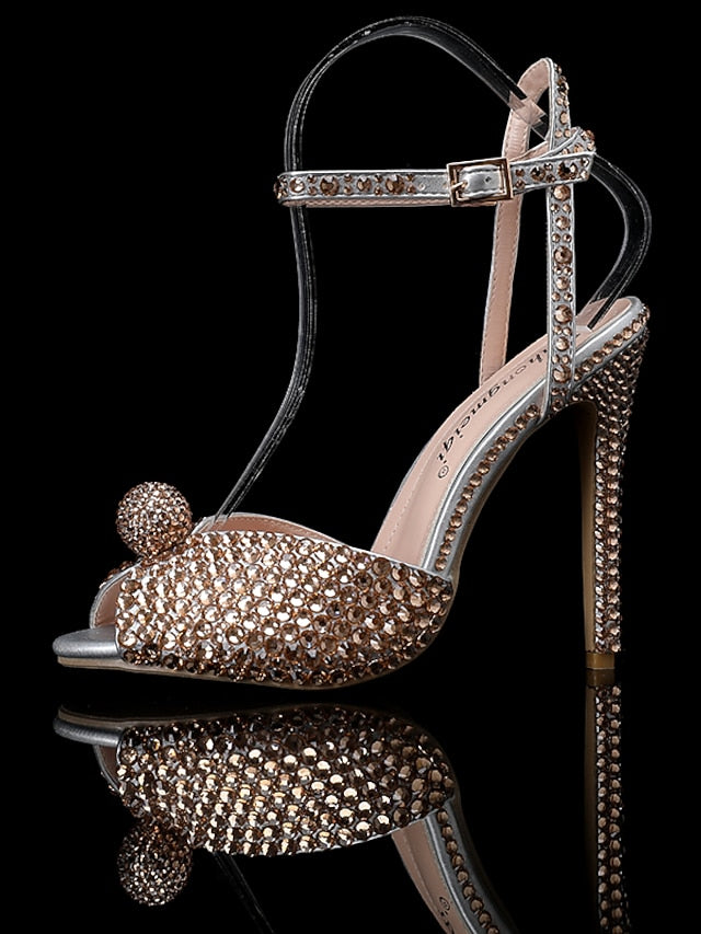with Stiletto Embellished Heel Rhinestone Sandals Women's