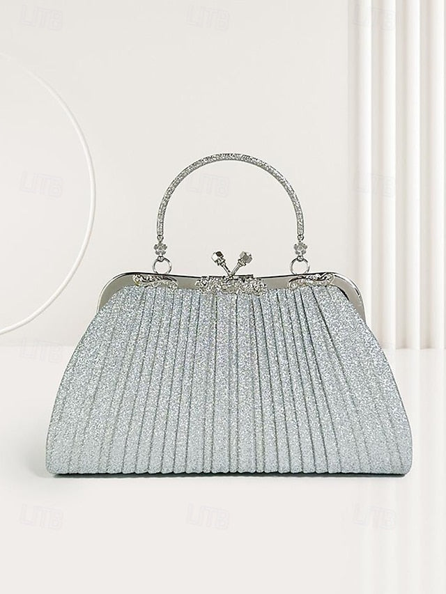 Women's with Evening Purse Clutch Vintage Glitter Pleated
