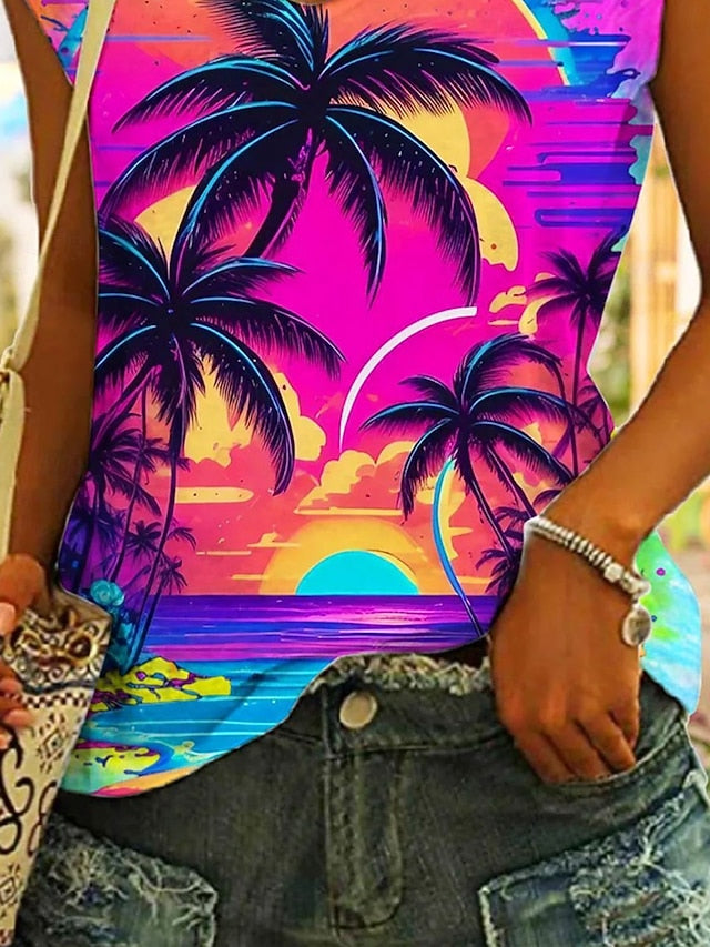 Women's Camisole Tank Top Leaf Stylish Casual Sleeveless