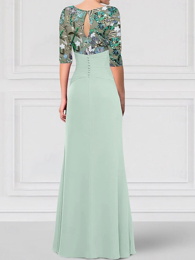 Mother Dress SkyBeaded Gown of Sparkle Bride the A-Line