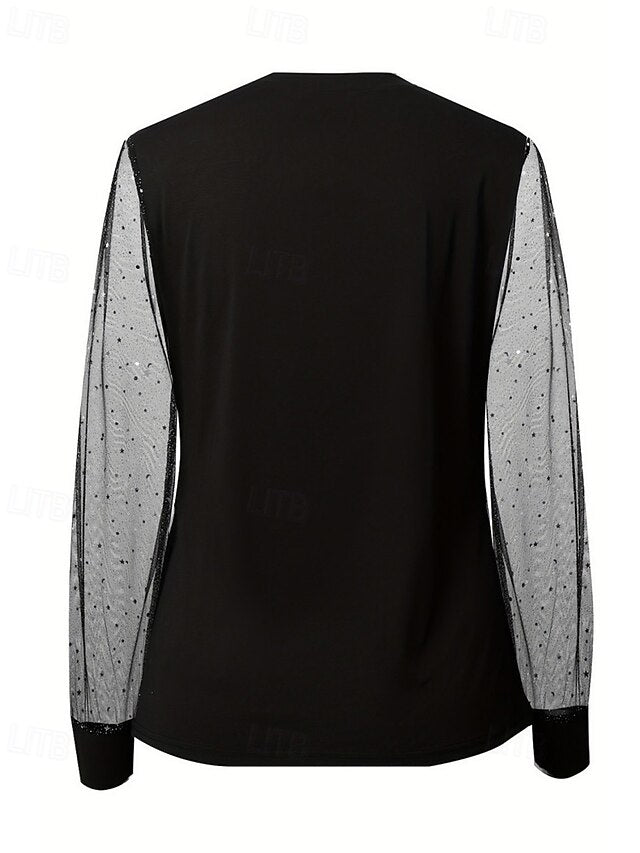 Women's Blouse Zipper Mesh Plain Elegant Stylish Casual