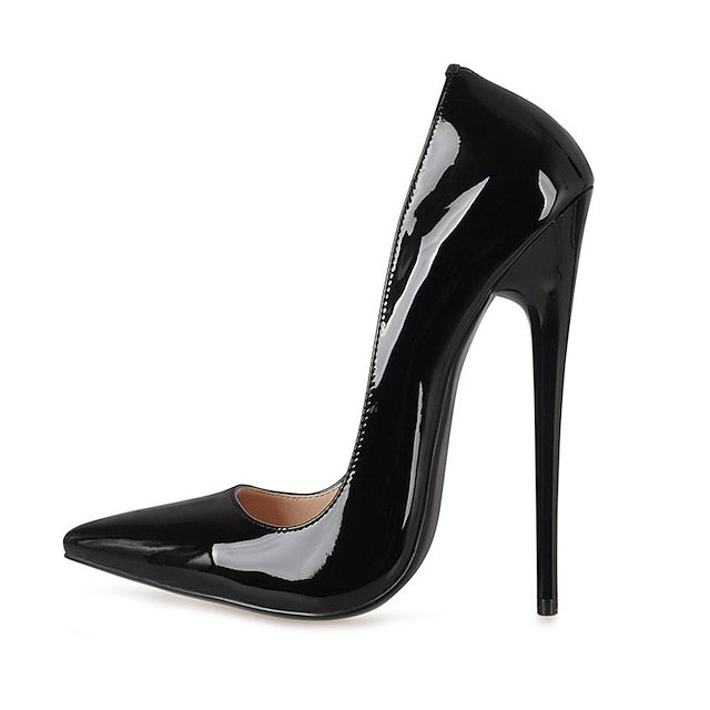 Heels Patent Women's - High Stiletto Sexy Leather Black