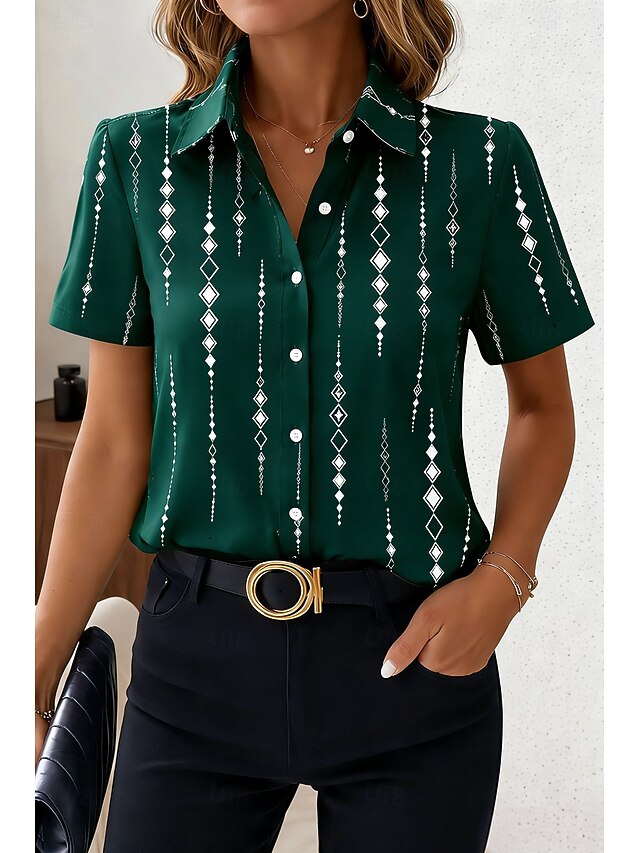 Women's Shirt Short Sleeve Graphic Geometric Vintage