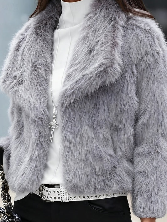 Warm Comfortable Furs Faux Buttons Fur Coat Women's