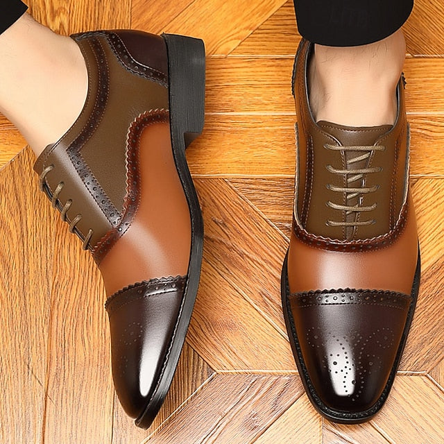 and Black Shoes Men's Brogue – Two-Tone Faux Brown