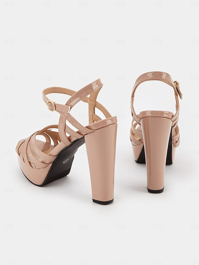 Heel for Platform Sandals Nude Women Strappy High –