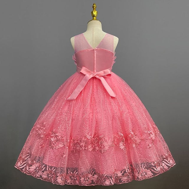 Girl Dress Girls' Flower Colored Solid Kids