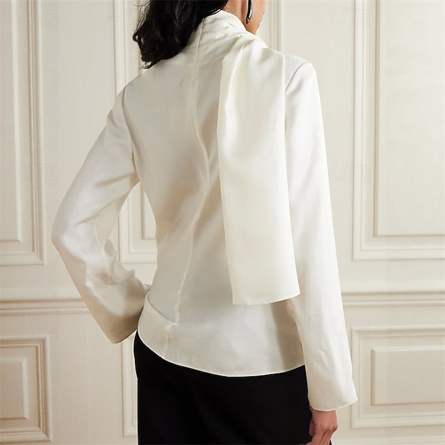Women's Blouse Dressy Tops Ruched Patchwork Draped Solid
