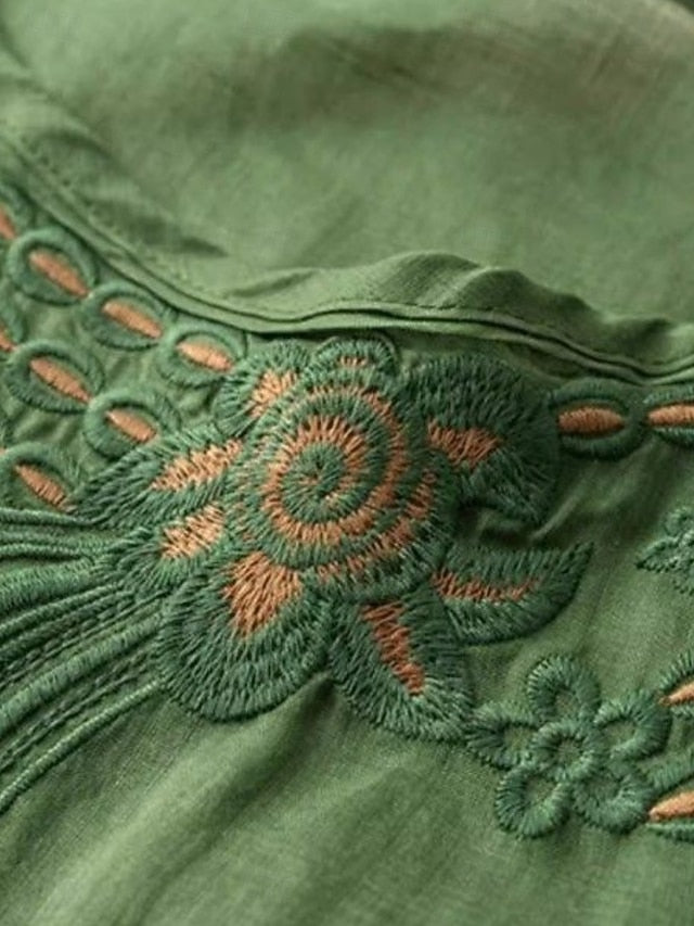 Women's Shirt Cotton Blend Blouse Lace Patchwork Solid