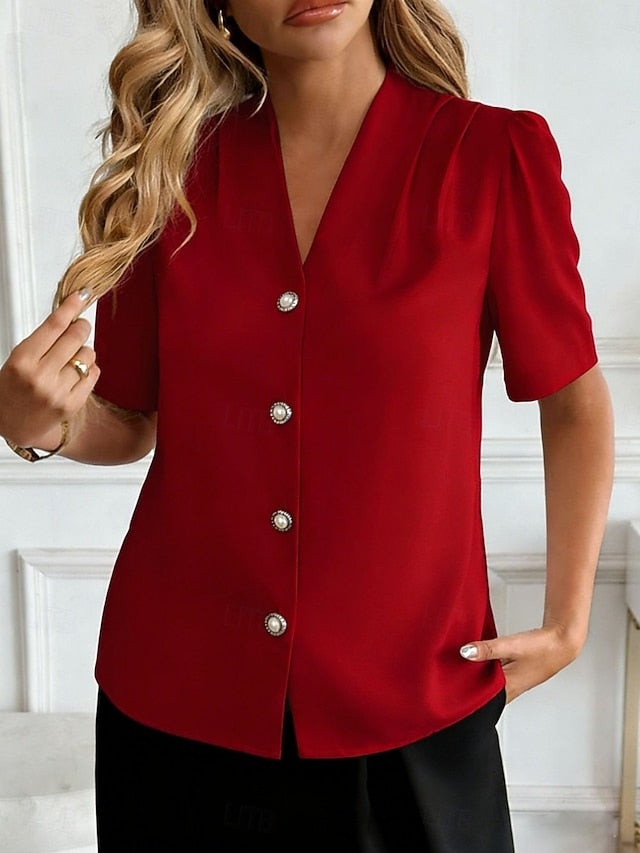 Women's Shirt Button Down Shirt Casual Shirt Buttons Plain