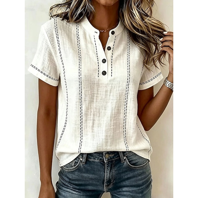 Women's Blouse Graphic Striped Vintage Stylish Basic Short