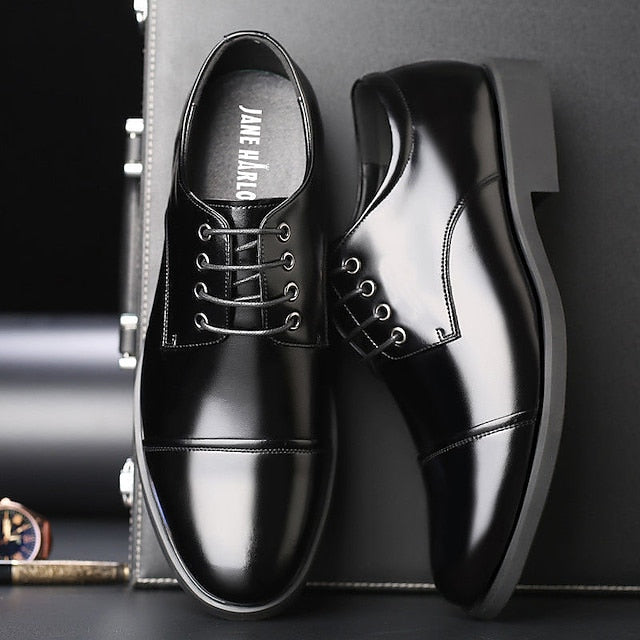 Shoes Oxford Patent Men's with Black Leather Lace-Up