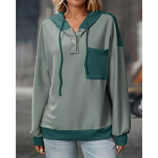 Women's Pullover Sweatshirt Casual Hoodies Drawstring with