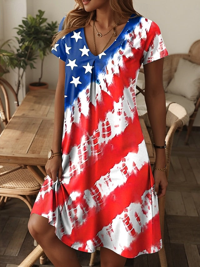 Women's Patriot Veteran Patriotic  Dress Mini Dress T Shirt