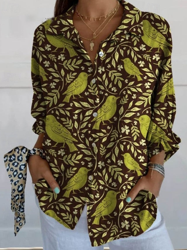 Women's Shirt Boho Shirt Blouse Print Flower Modern Boho
