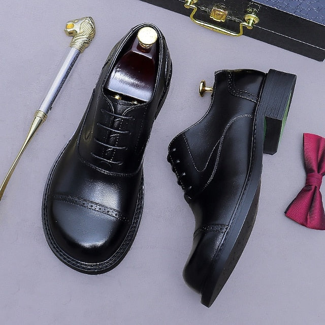 Men's Toe Genuine Leather Cap Oxford First Shoes-
