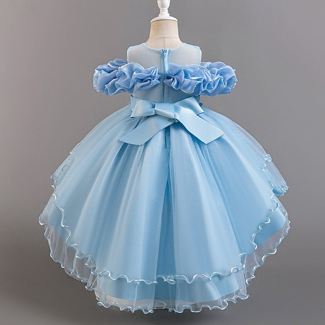 Short Flower Dress Party Kids Sleeve Wedding Girls' Floral