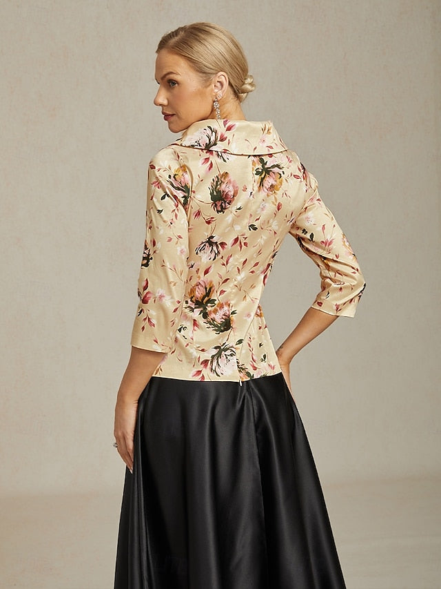 Women's Dressy Tops Floral Elegant Vintage Romantic 3/4
