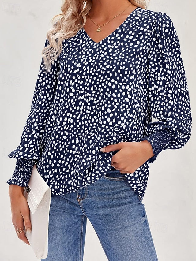 Women's T Shirt Print Floral Casual Long Sleeve V Neck