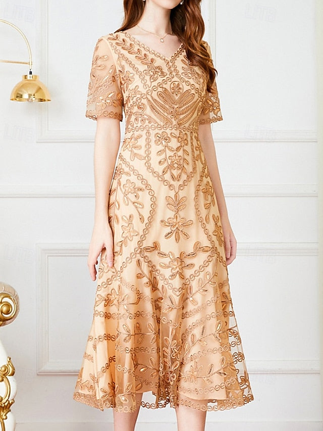 of the A-Line Dress V Party Bride Mother Vintage Elegant