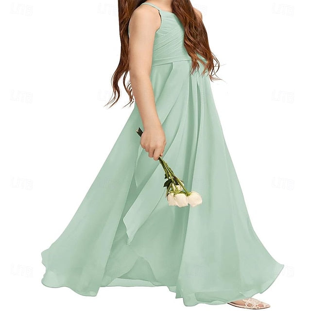 Flower A-Line Girls Bridesmaid Junior Girl Flowy Dress Halter