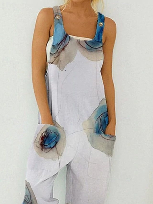 Women's Normal Jumpsuit Streetwear Floral Sleeveless U Neck