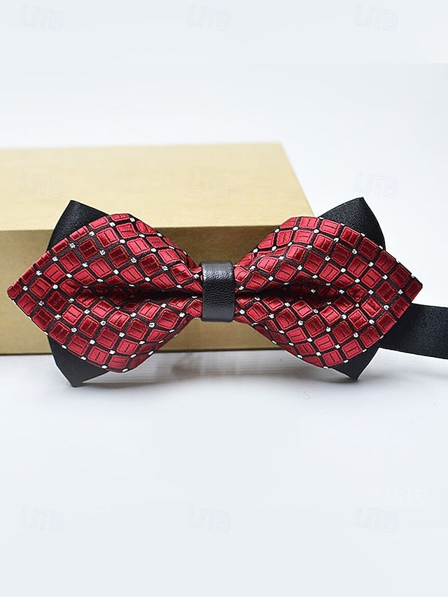 Pattern Tie with Christmas Geometric Bow Men's