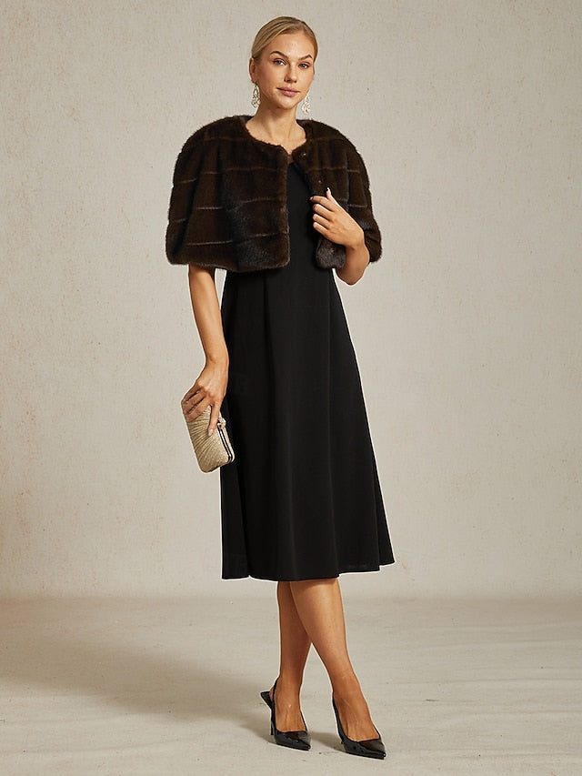 Faux Women's Shrug Formal Party Brown Wrap Cocktail Fur