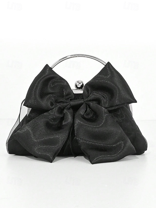 Evening Bag – Satin Clutch Women's Pearl Bow Elegant