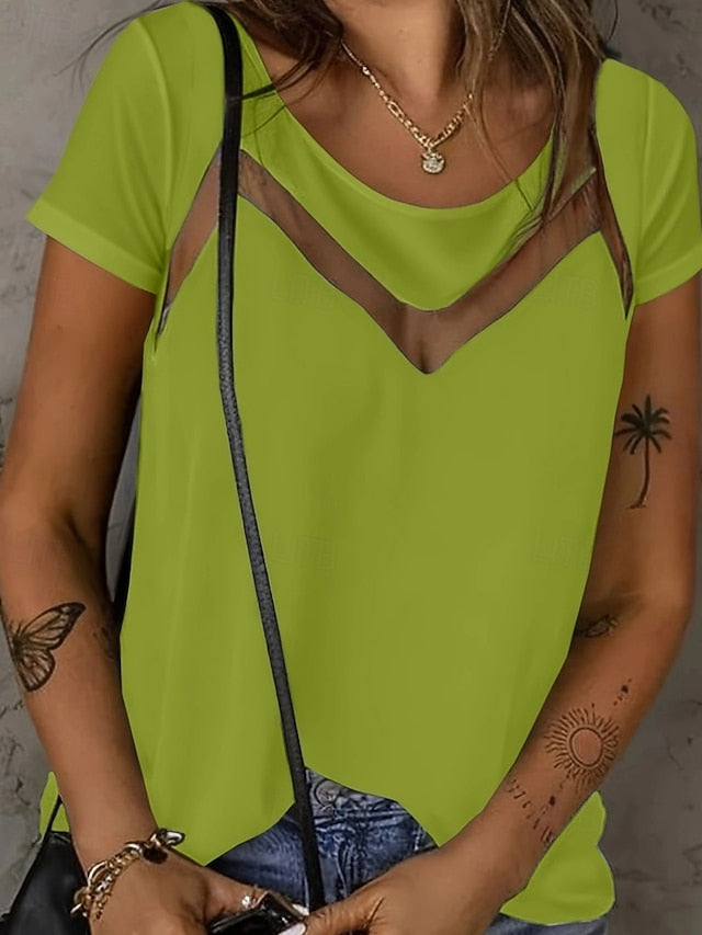 Women's T Shirt Tee Top Lace Plain Fashion Stylish Classic