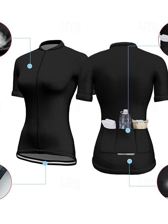 Women's Cycling Jersey Solid Color Graphic Short Sleeve
